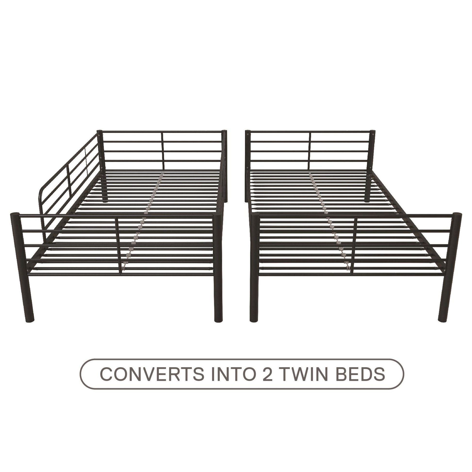 Mainstays Convertible Twin over Twin Metal Bunk Bed, Black - Black - Twin-Over-Twin