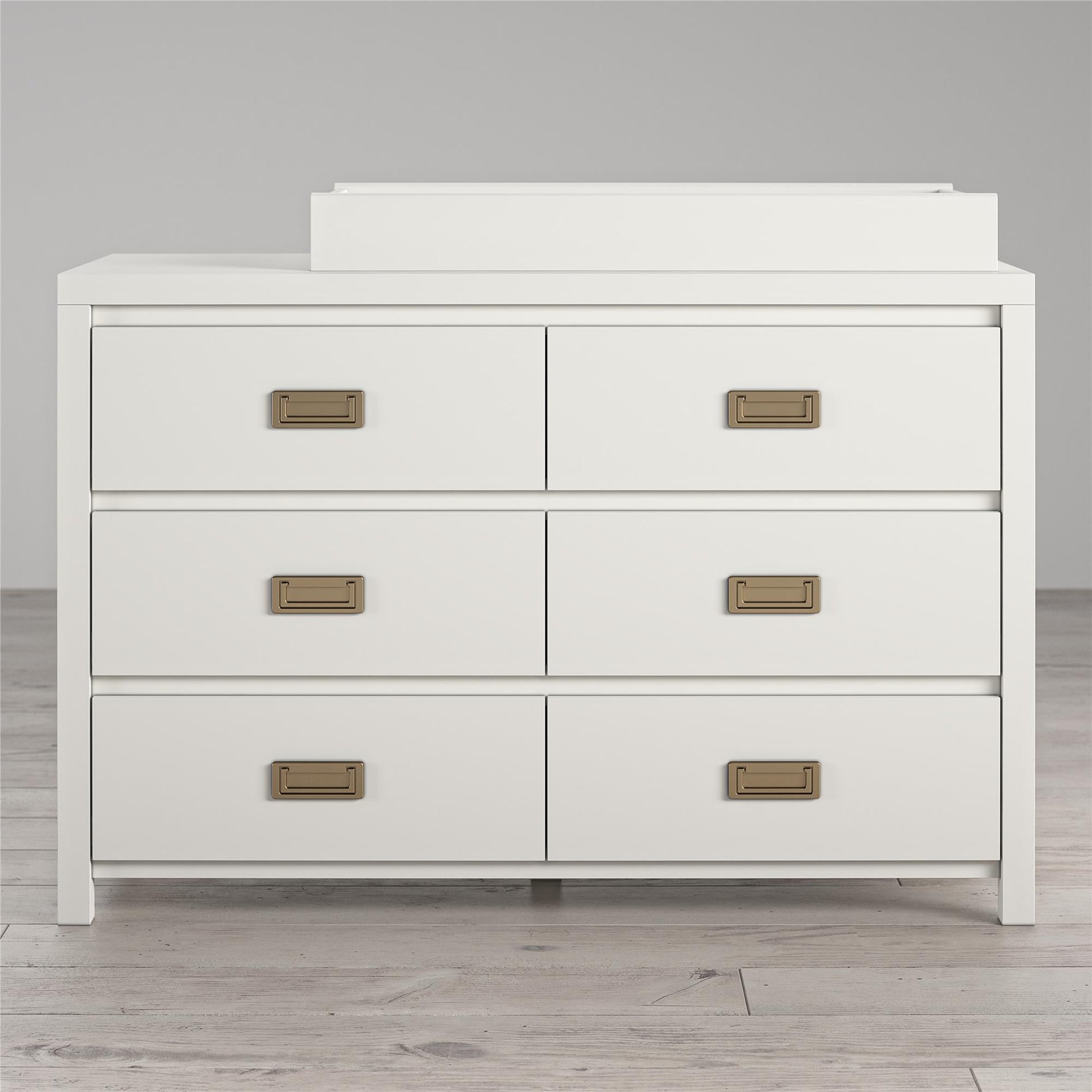 Monarch Hill Haven 6 Drawer Changing Dresser with Gold Drawer Pulls - White