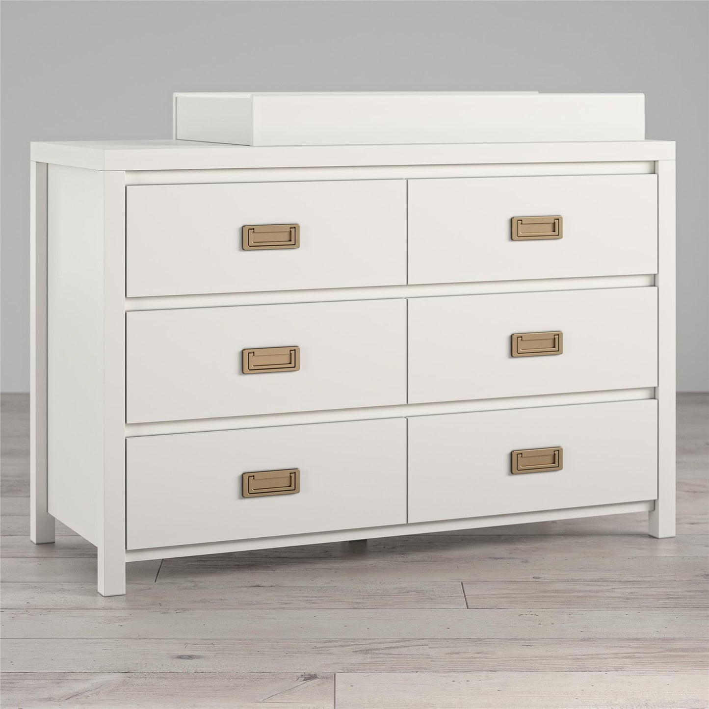 Monarch Hill Haven 6 Drawer Changing Dresser with Gold Drawer Pulls - White