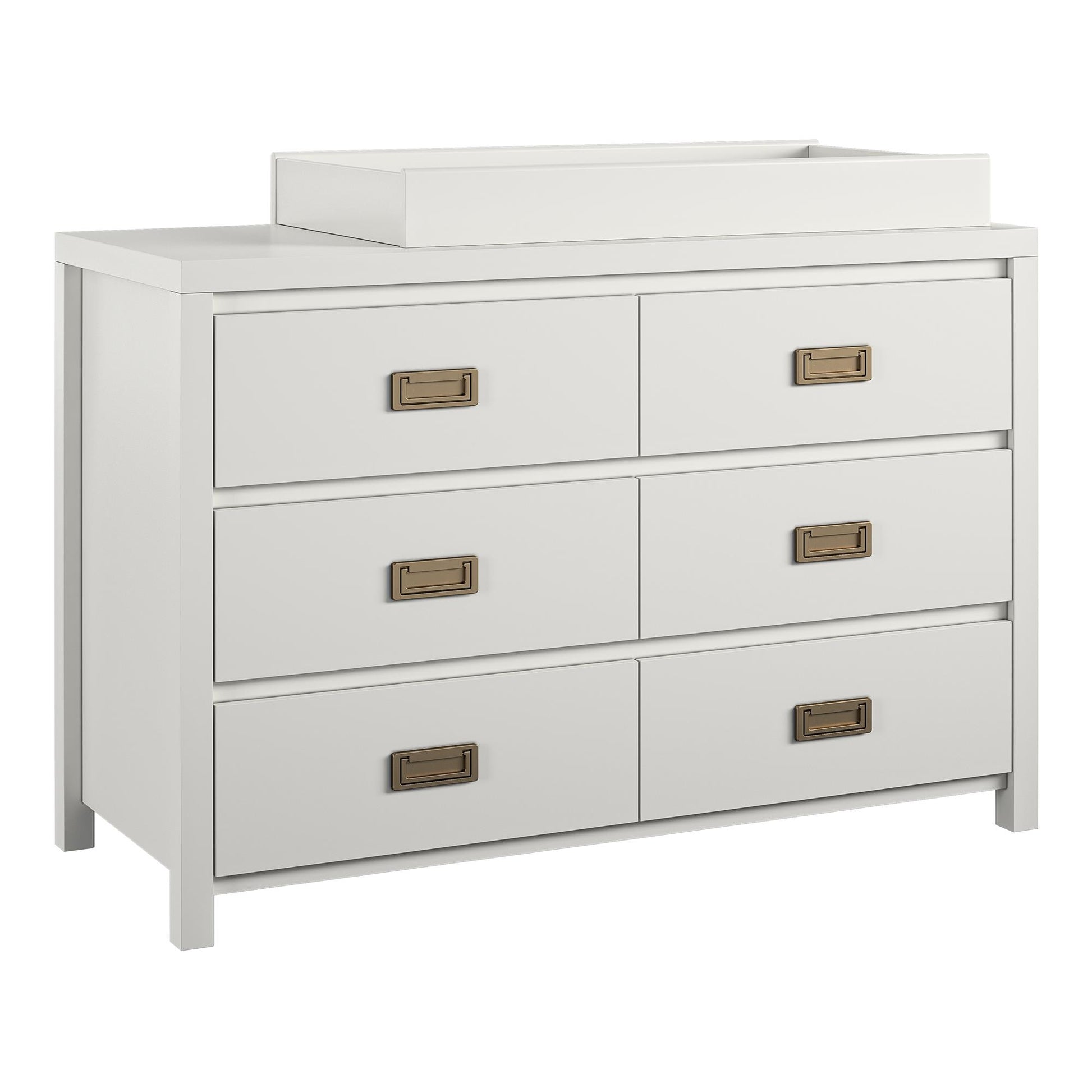 Monarch Hill Haven 6 Drawer Changing Dresser with Gold Drawer Pulls - White