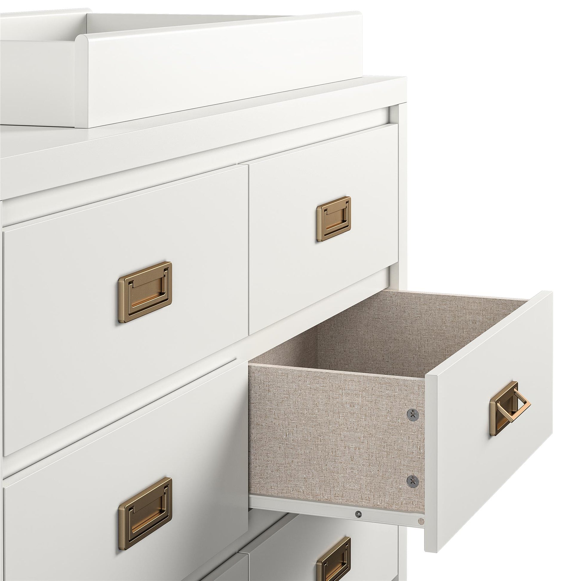 Monarch Hill Haven 6 Drawer Changing Dresser with Gold Drawer Pulls - White