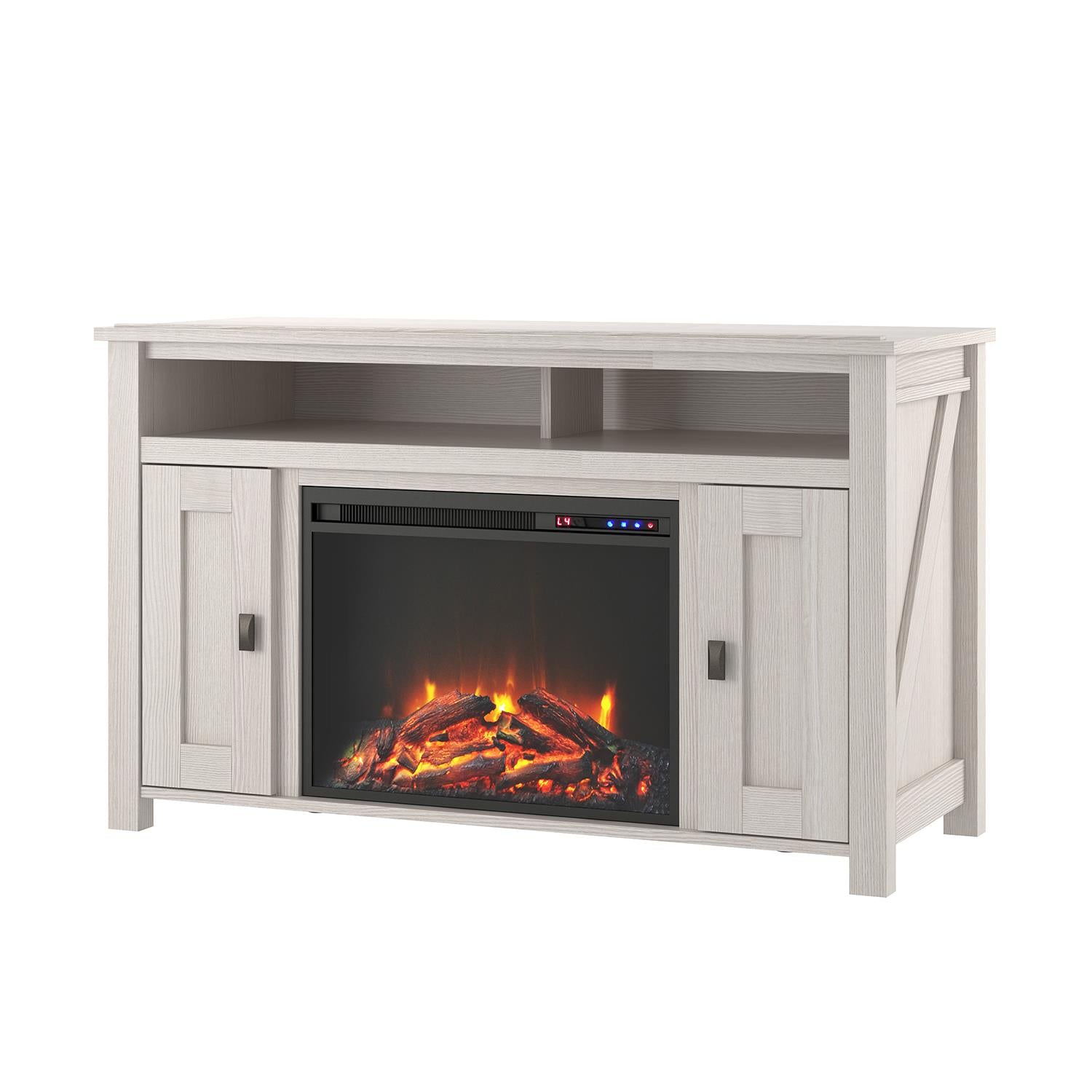 Farmington Electric Fireplace TV Console for TVs up to 50 Inch - Ivory Oak