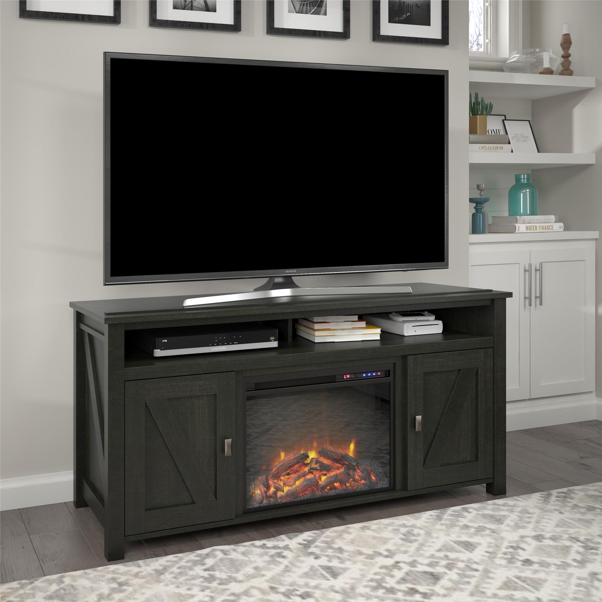Farmington Electric Fireplace TV Console for TVs up to 60 Inch - Rustic
