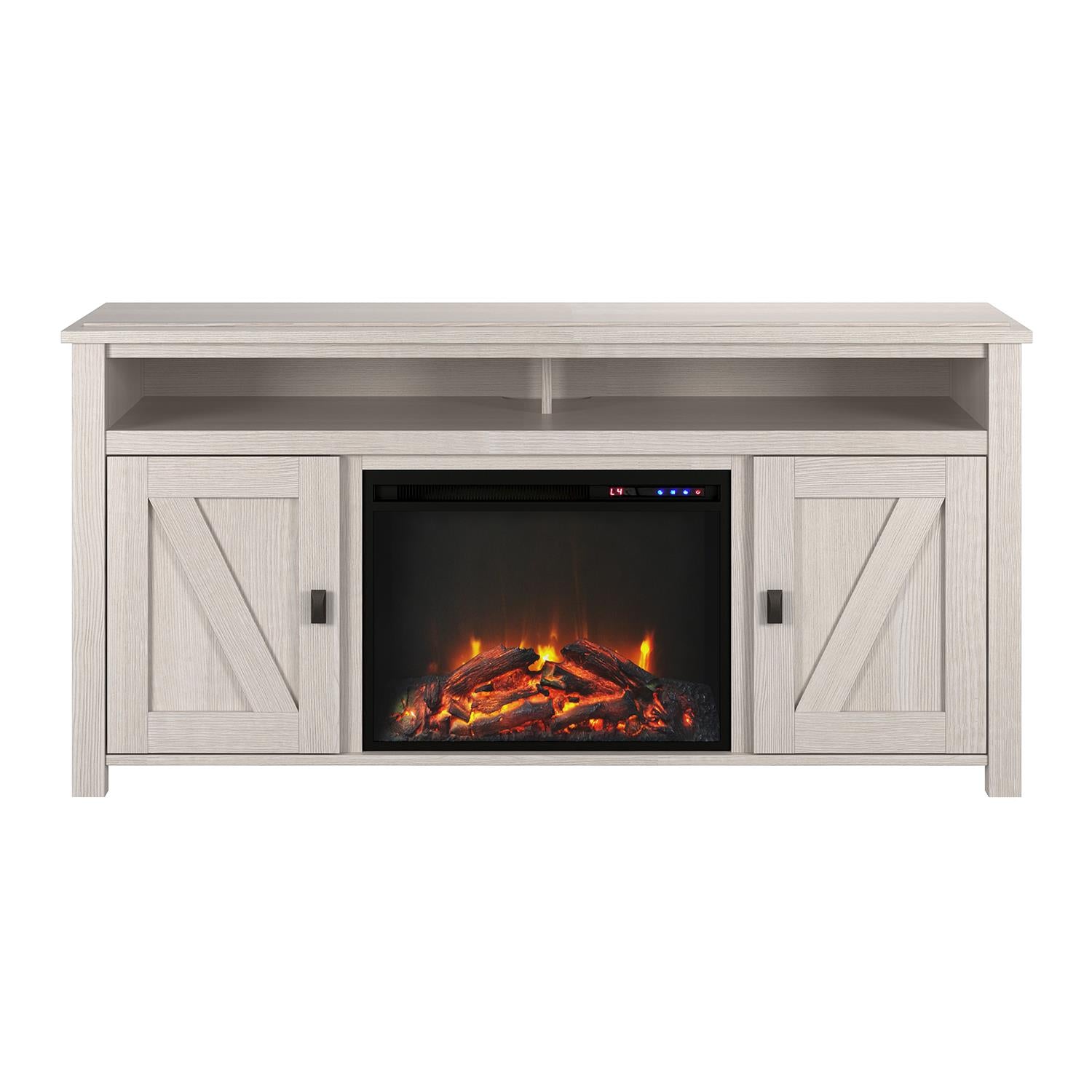 Farmington Electric Fireplace TV Console for TVs up to 60 Inch - Ivory Oak