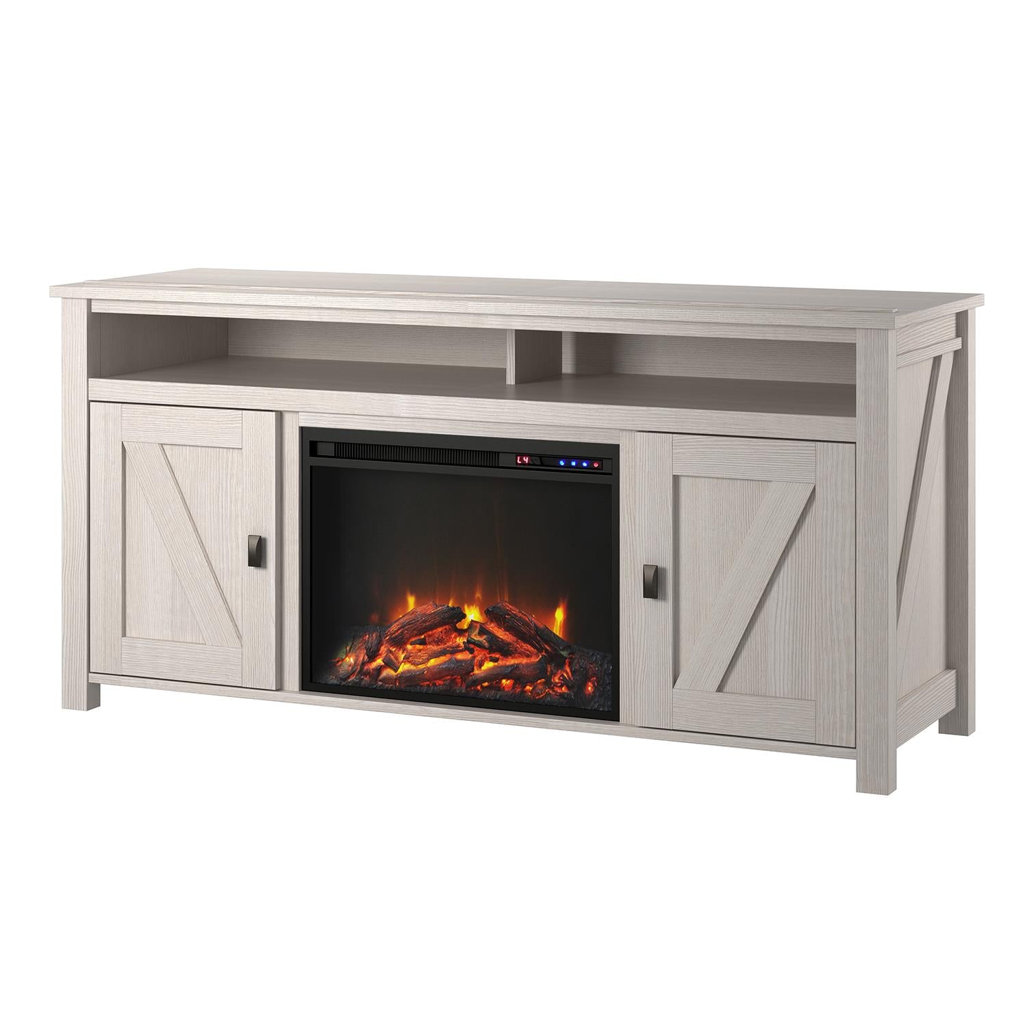 Farmington Electric Fireplace TV Console for TVs up to 60 Inch - Ivory Oak