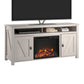 Farmington Electric Fireplace TV Console for TVs up to 60 Inch - Ivory Oak
