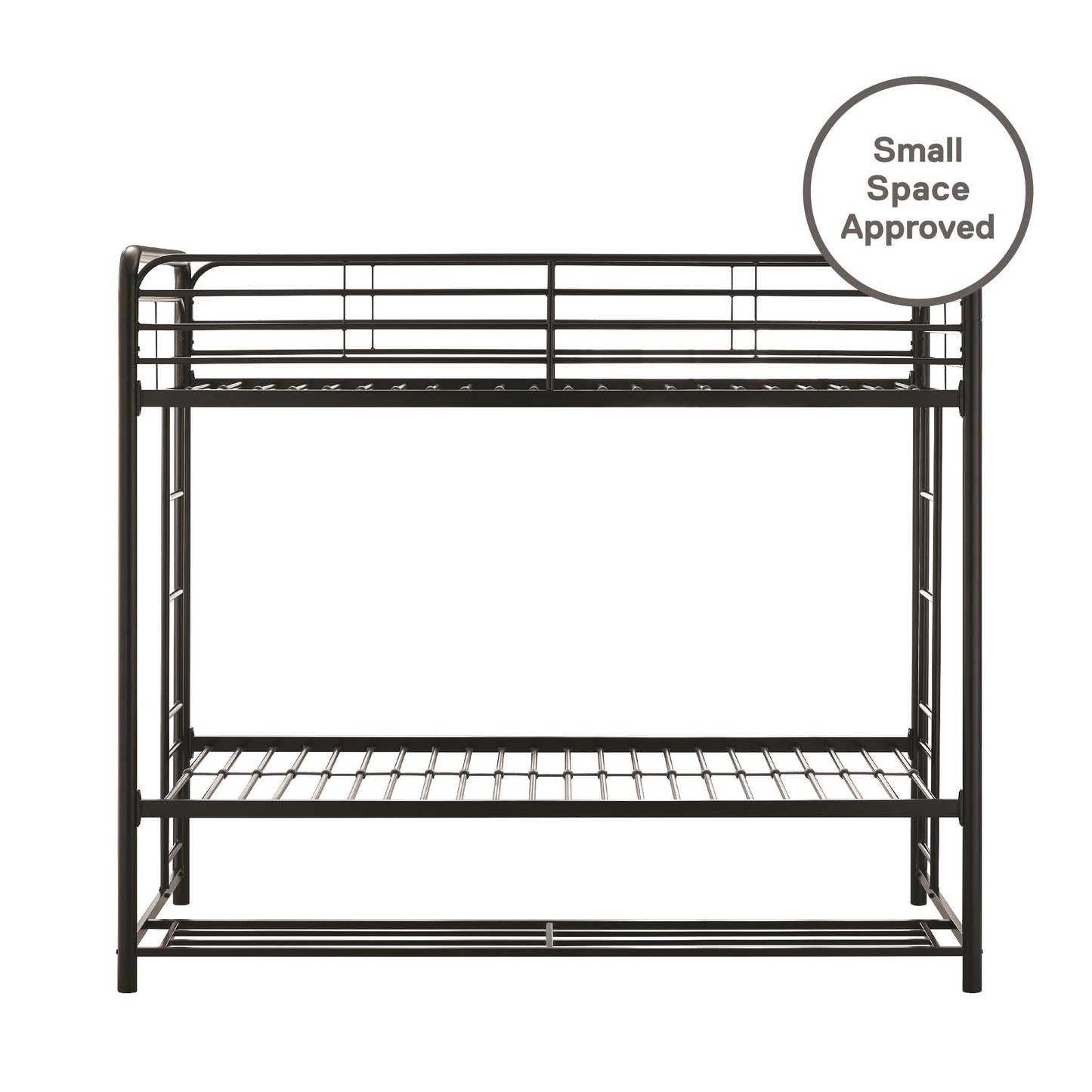 Mainstays Twin over Twin Metal Bunk Bed with Storage Bins, Black - Black - Twin-Over-Twin