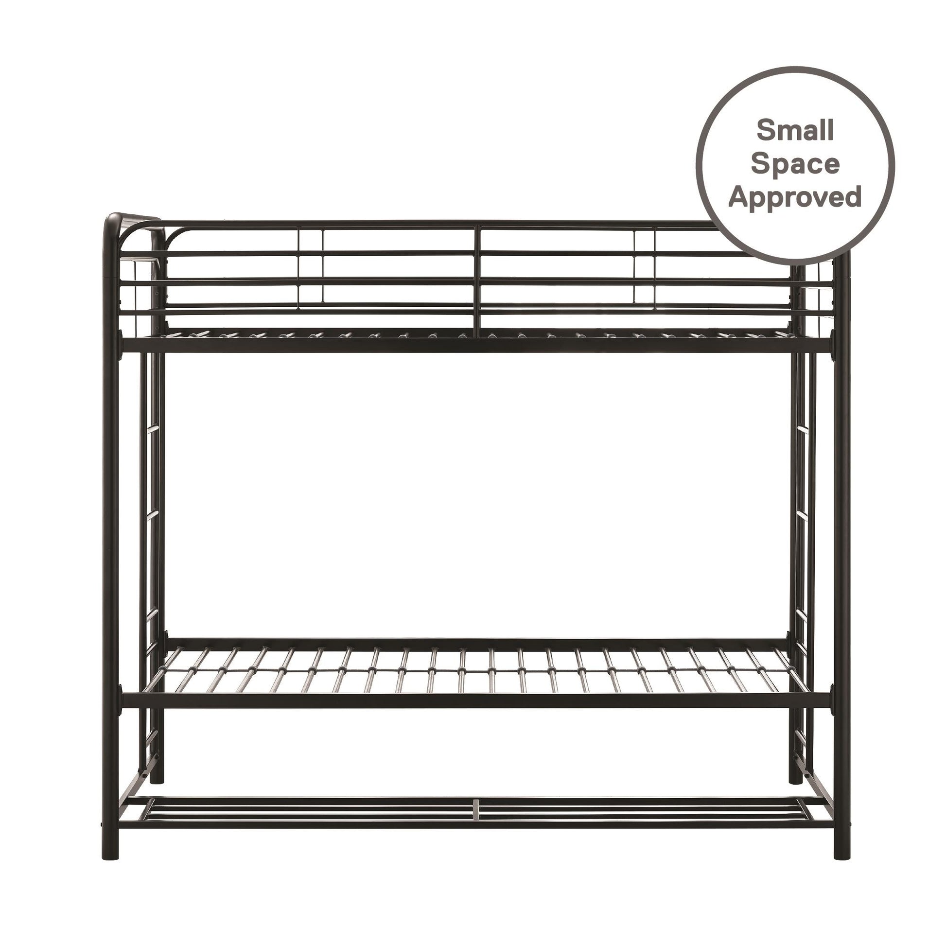 Mainstays Twin over Twin Metal Bunk Bed with Storage Bins, Black - Black - Twin-Over-Twin