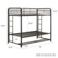 Mainstays Twin over Twin Metal Bunk Bed with Storage Bins, Black - Black - Twin-Over-Twin