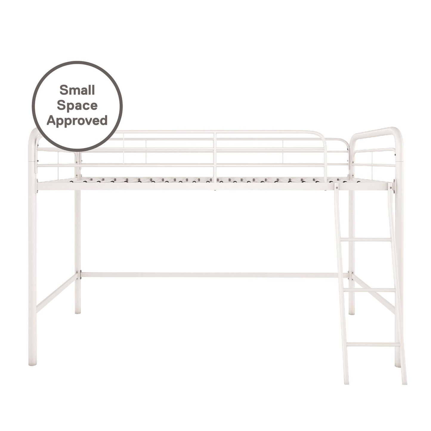 Jett Junior Loft Bed with Metal Frame and Built-In Ladder - White - Twin