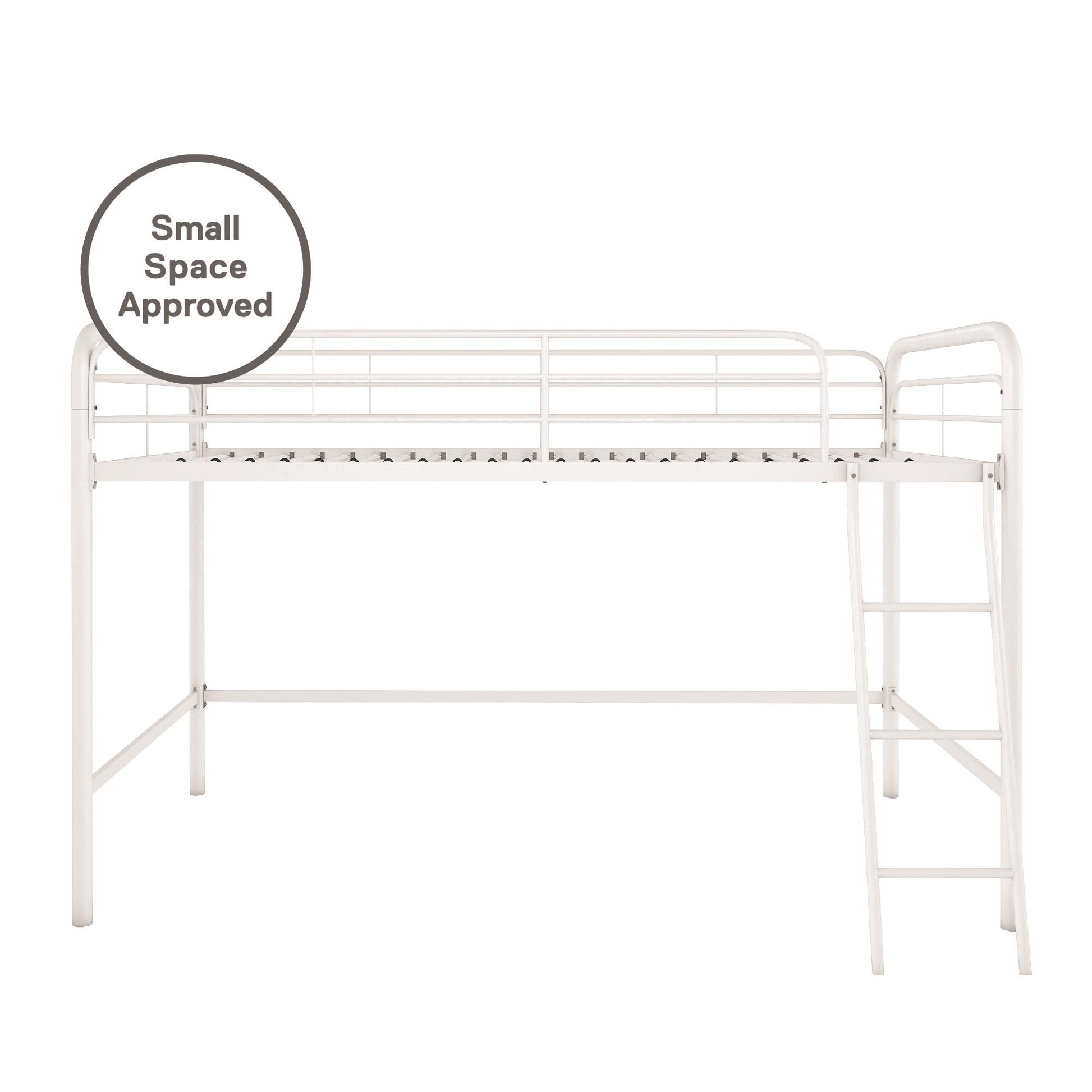 Jett Junior Loft Bed with Metal Frame and Built-In Ladder - White - Twin