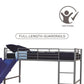 Laurie Junior Loft Bed with Metal Frame and Built-In Slide - Silver / Blue - Twin
