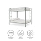 Full over Full Bunk Bed with Sturdy Metal Frame and Simple Design - Silver - Full-Over-Full