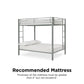 Full over Full Bunk Bed with Sturdy Metal Frame and Simple Design - Silver - Full-Over-Full
