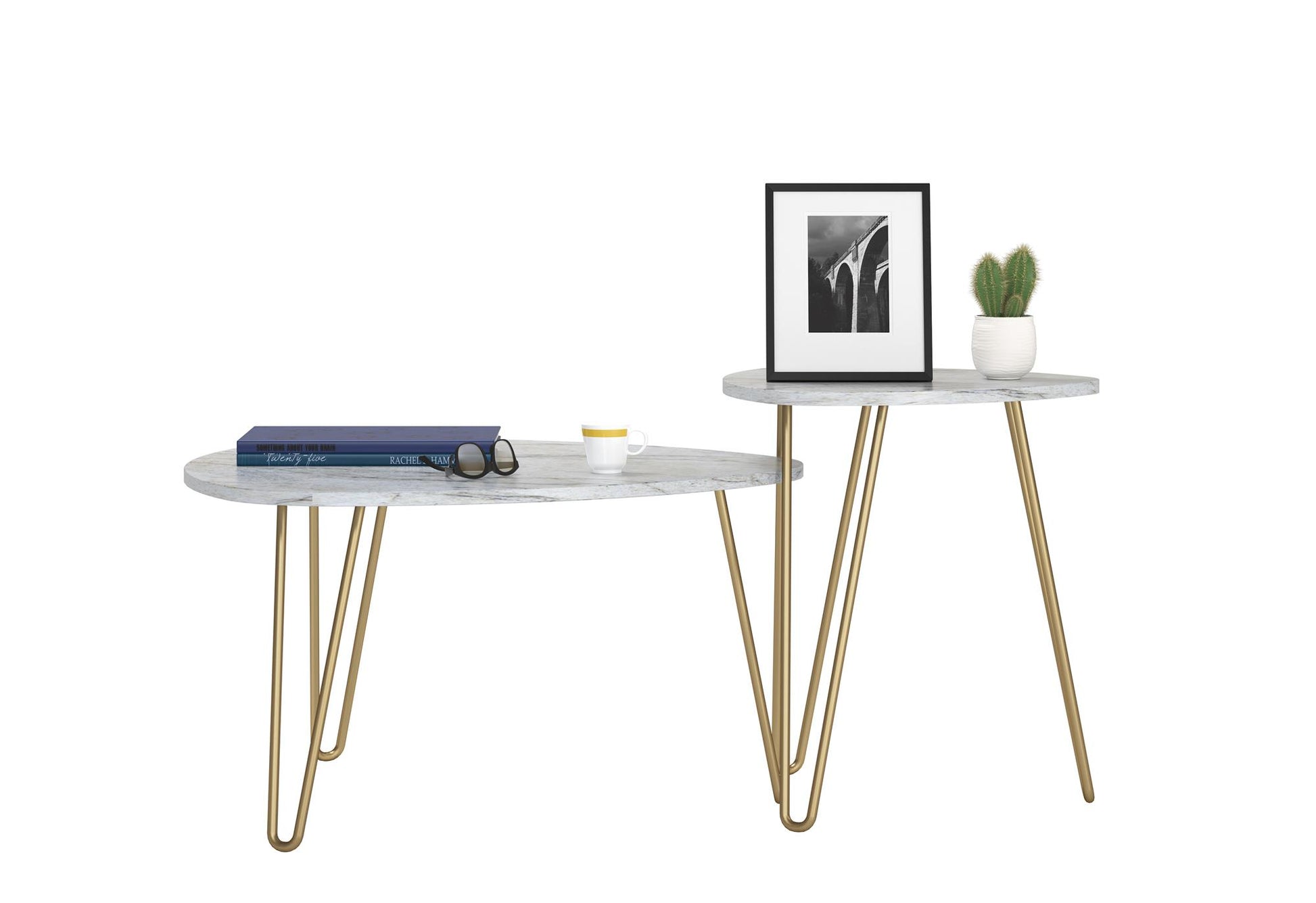 Athena Nesting Tables - White marble