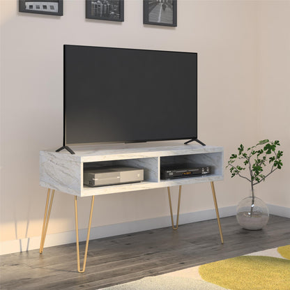 Athena TV Stand for TVs up to 42" - White marble