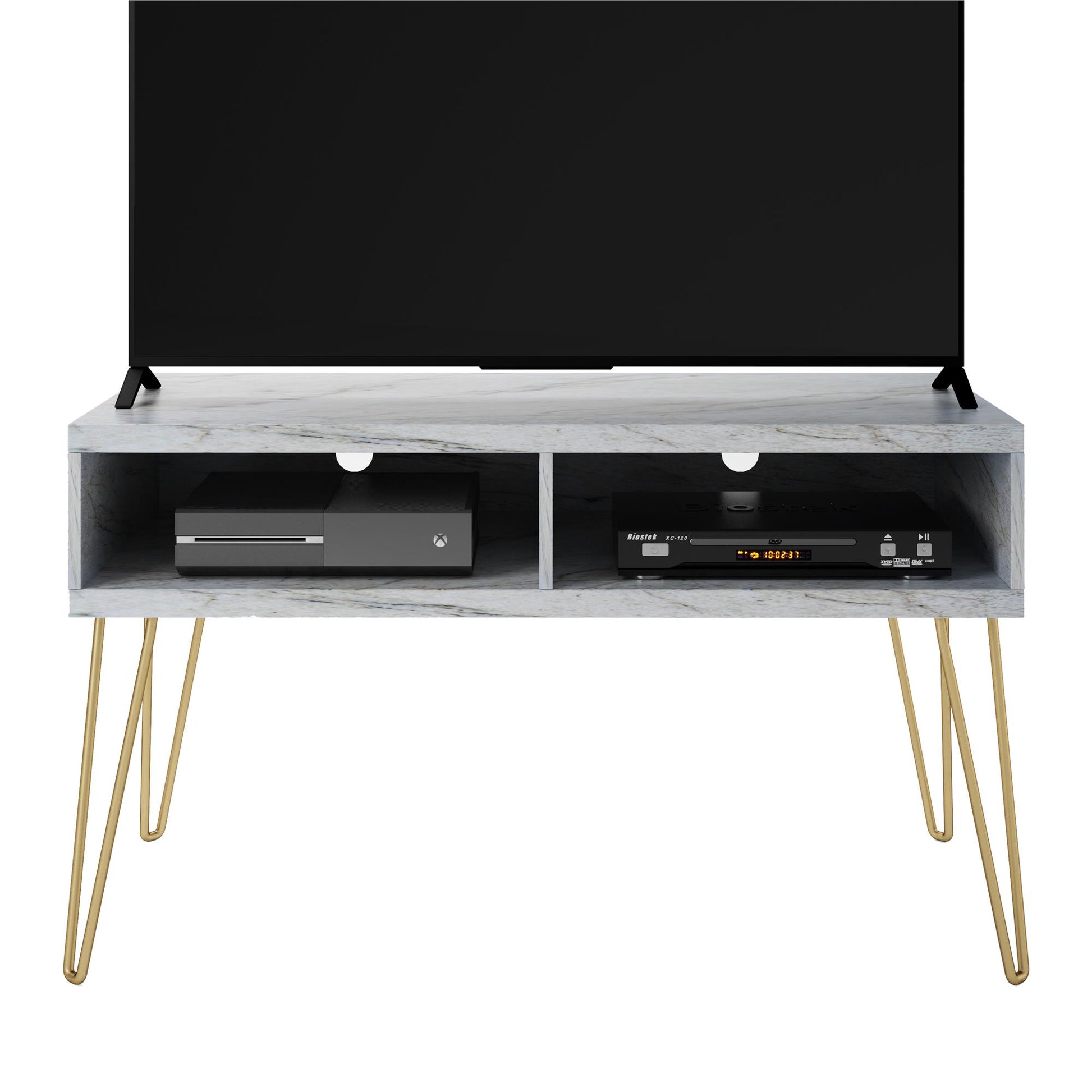 Athena TV Stand for TVs up to 42" - White marble