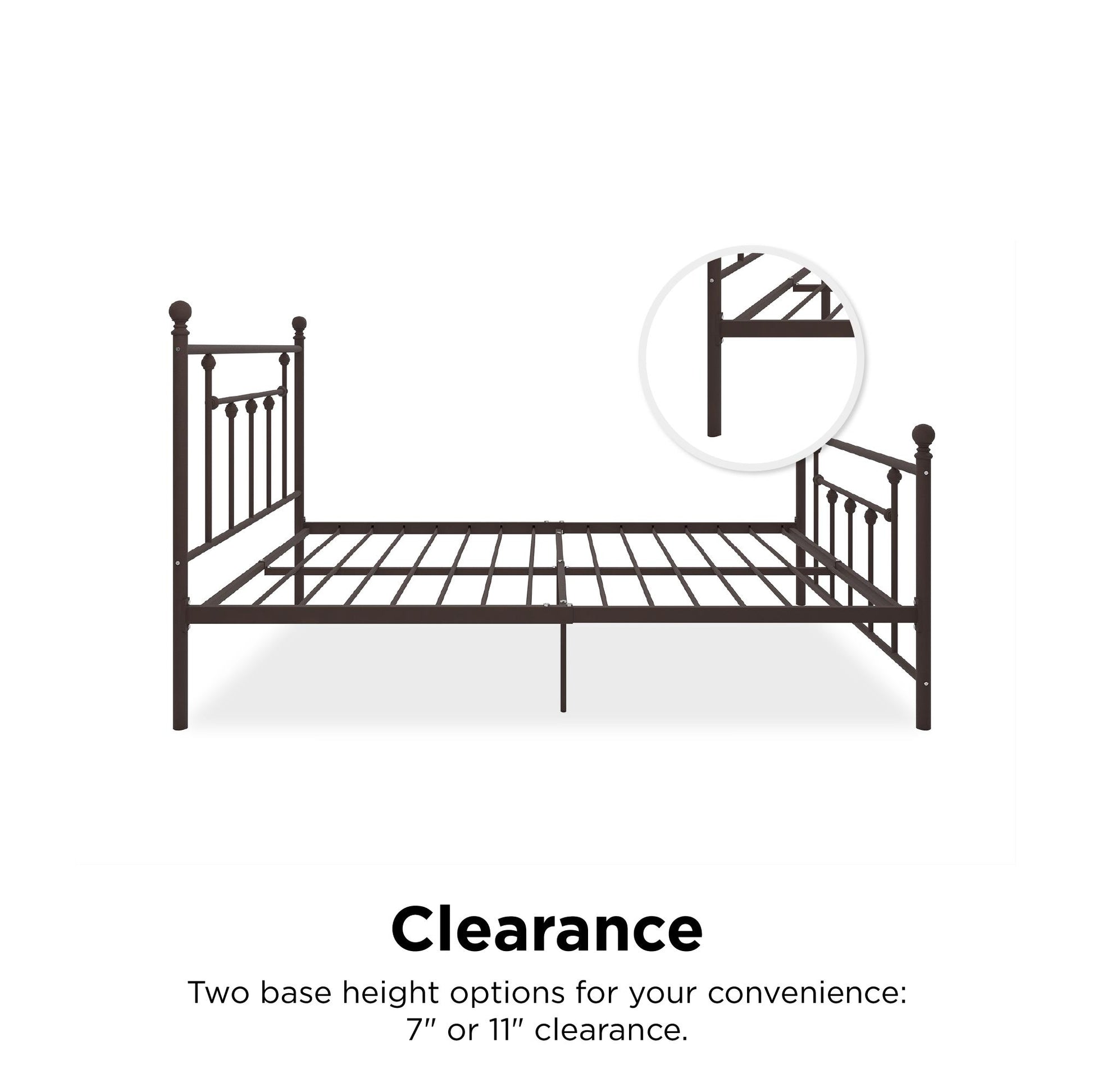 Manila White Metal Bed with Sturdy Metal Frame and Slats - Bronze - Queen