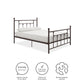 Manila White Metal Bed with Sturdy Metal Frame and Slats - Bronze - Queen