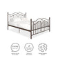 Tokyo Metal Bed with Headboard, Footboard and Metal Slats - Bronze - Full