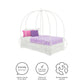Metal Twin Carriage Bed Whimsical and Scrolled Design - White - Twin