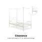 Canopy Metal Bed Frame with Intricate Design Headboard and Secured Slats - White - Twin