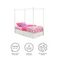 Canopy Metal Bed Frame with Intricate Design Headboard and Secured Slats - White - Twin