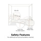Canopy Metal Bed Frame with Intricate Design Headboard and Secured Slats - White - Full