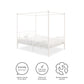 Canopy Metal Bed Frame with Intricate Design Headboard and Secured Slats - White - Full
