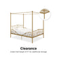Canopy Metal Bed Frame with Intricate Design Headboard and Secured Slats - Gold - Full