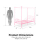 Canopy Metal Bed Frame with Intricate Design Headboard and Secured Slats - Pink - Twin