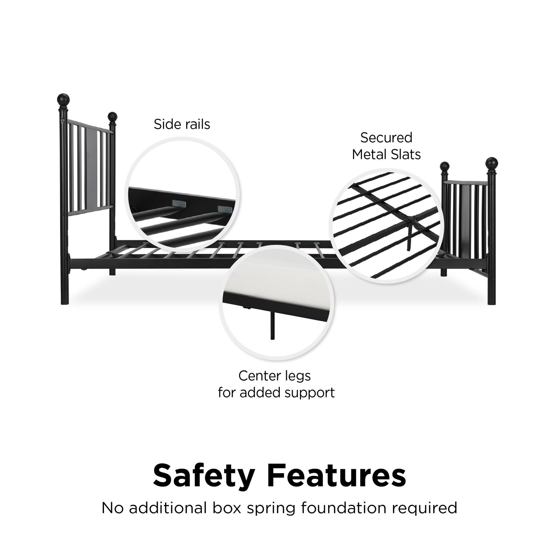 Langham Metal Bed, 7 inch or 11 inch Clearance - Black - Queen