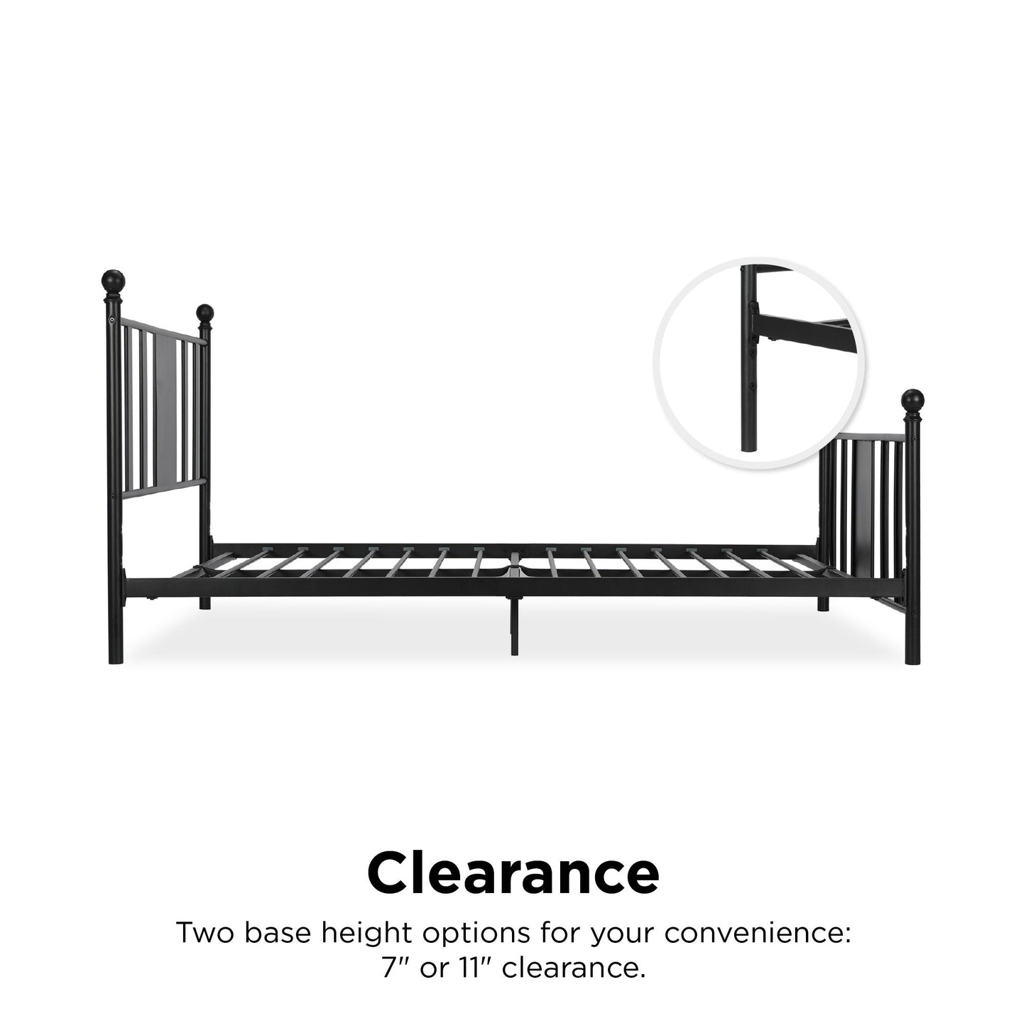Langham Metal Bed, 7 inch or 11 inch Clearance - Black - Queen