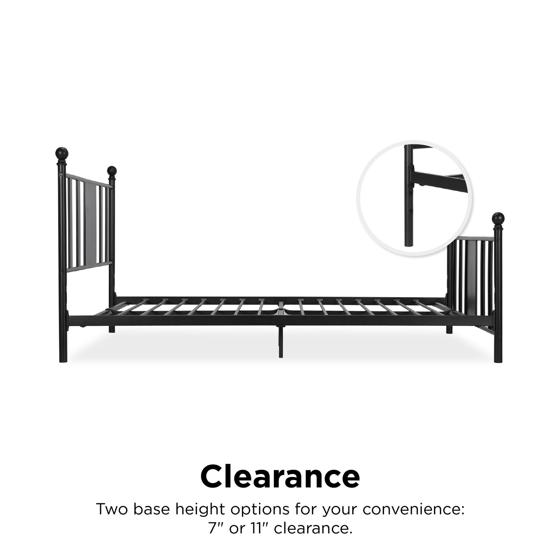 Langham Metal Bed, 7 inch or 11 inch Clearance - Black - Queen