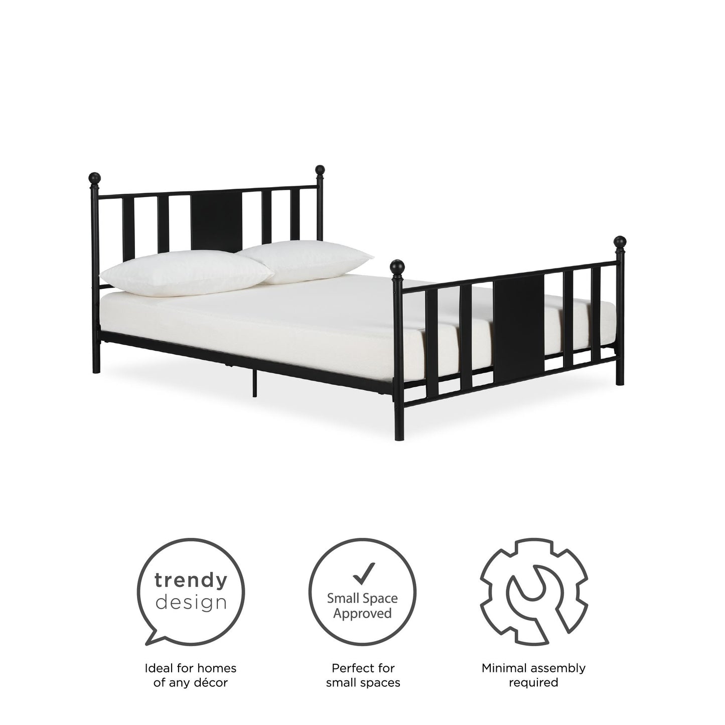 Langham Metal Bed, 7 inch or 11 inch Clearance - Black - Queen
