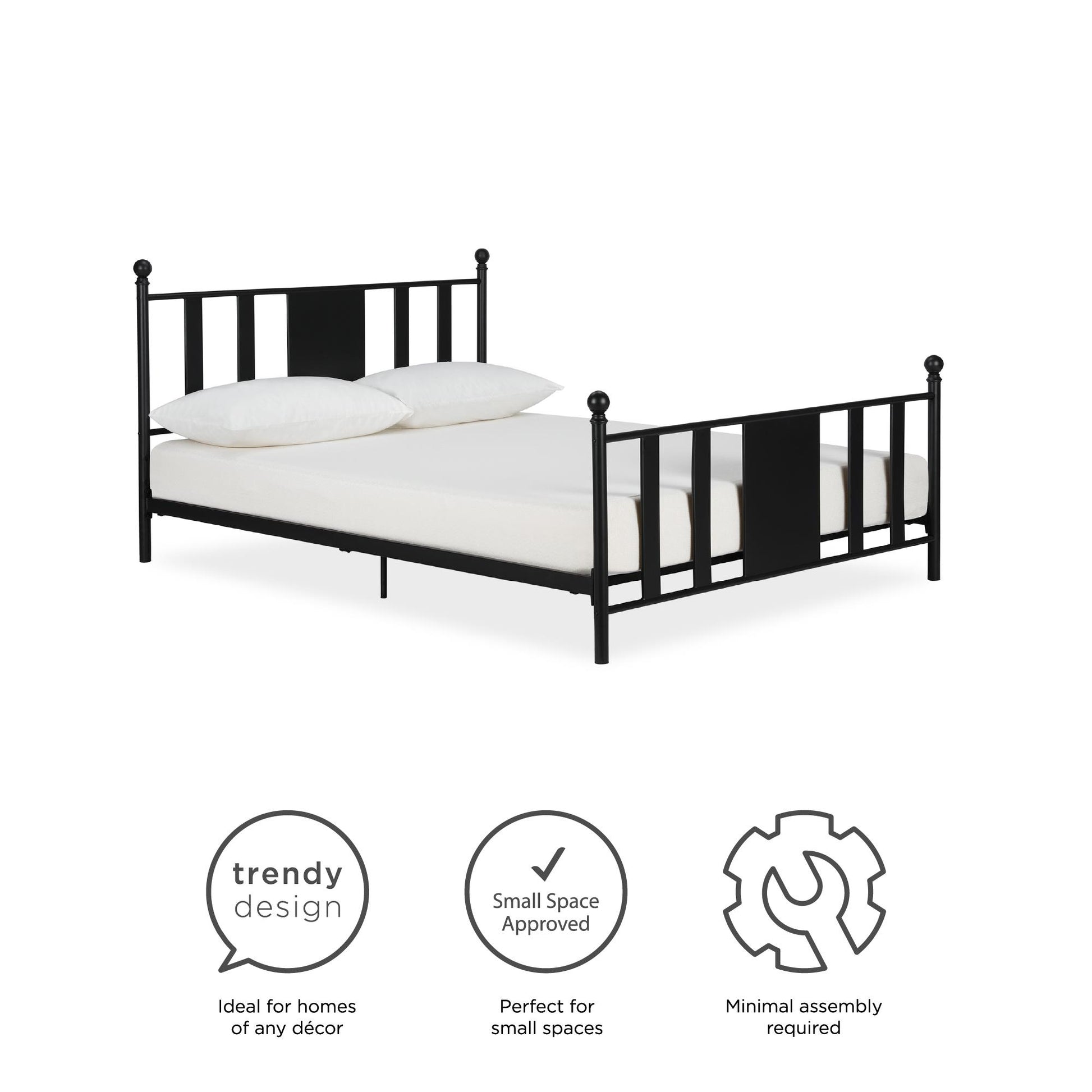 Langham Metal Bed, 7 inch or 11 inch Clearance - Black - Queen
