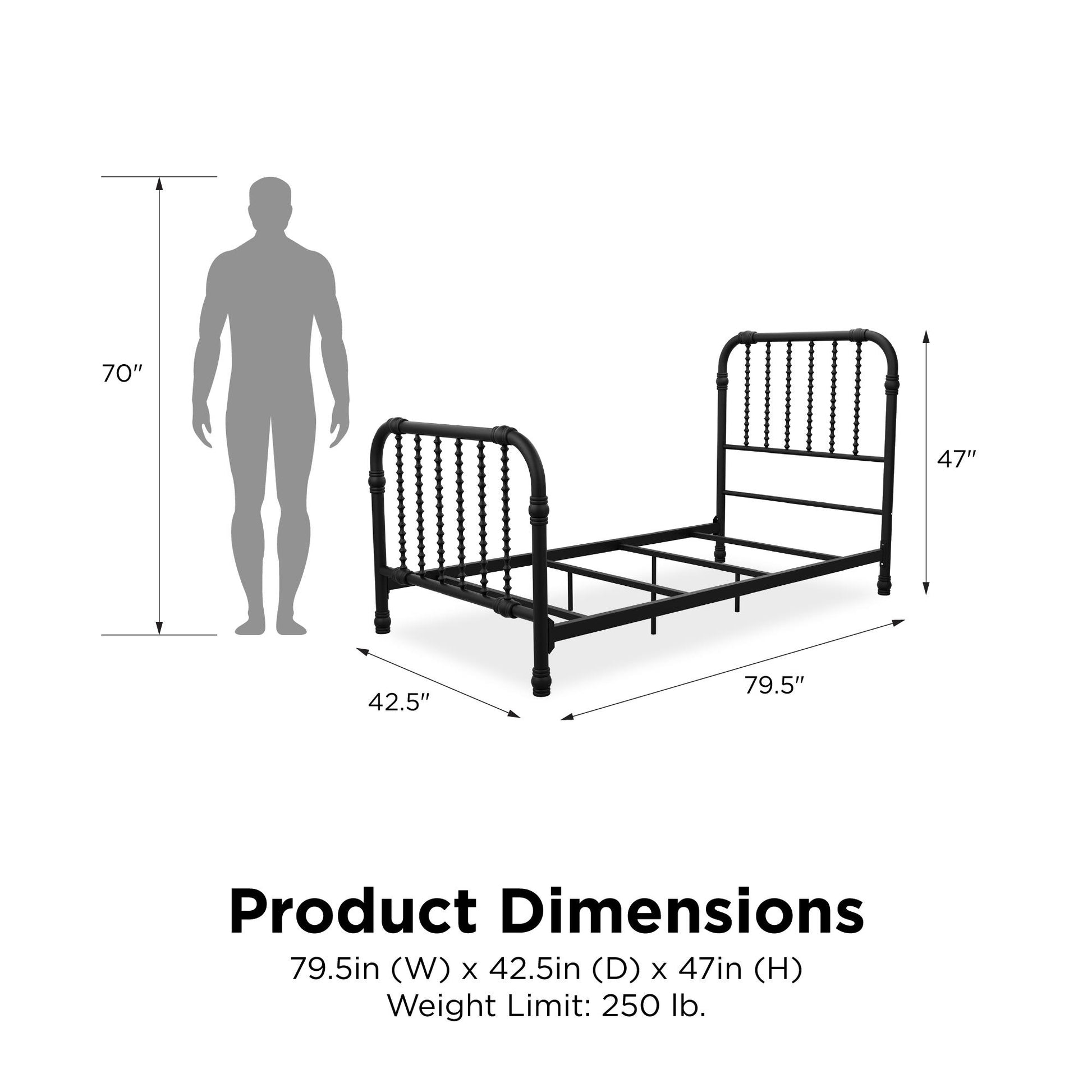 Monarch Hill Wren Metal Bed with Curved Scrollwork Design - Black - Twin