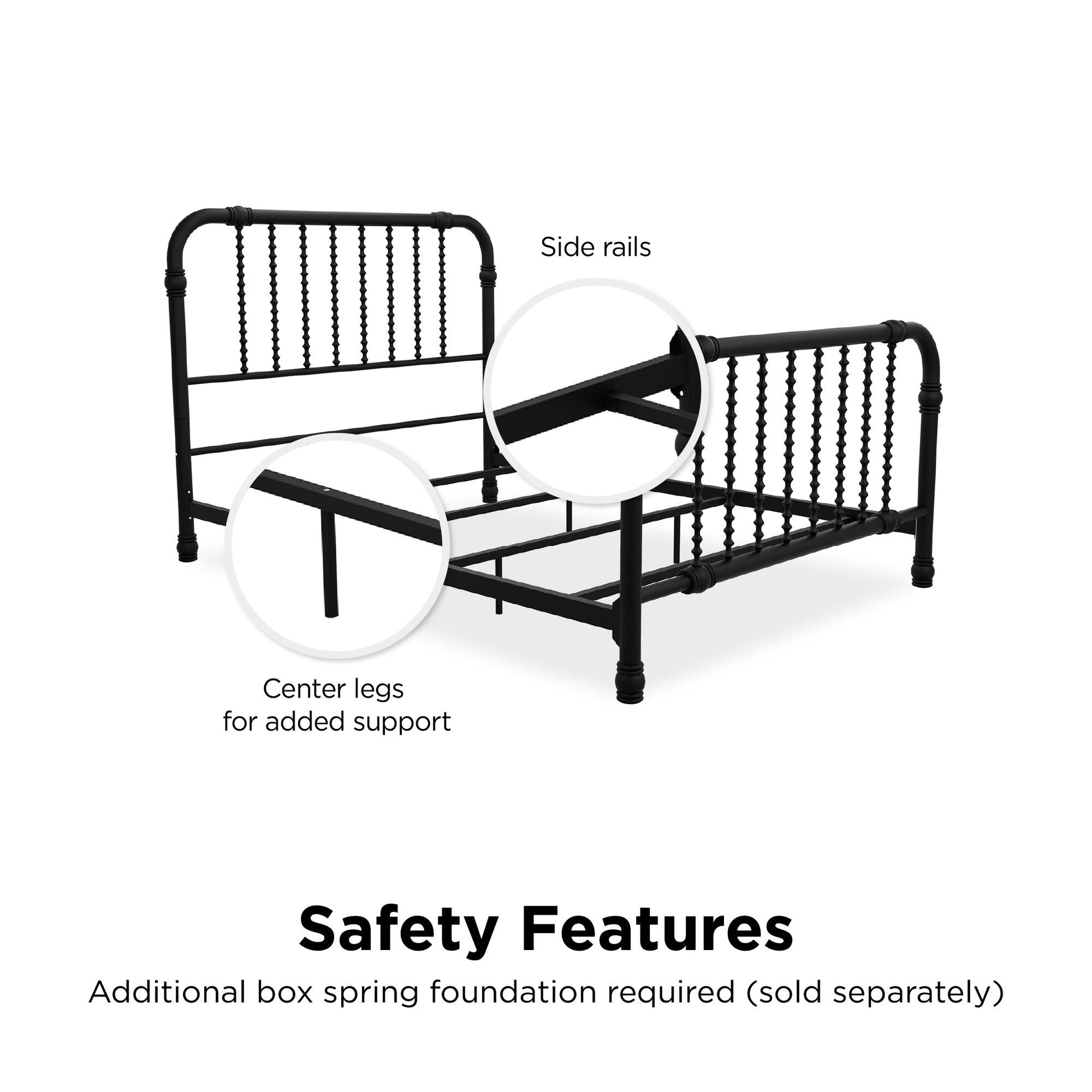 Monarch Hill Wren Metal Bed with Curved Scrollwork Design - Black - Full