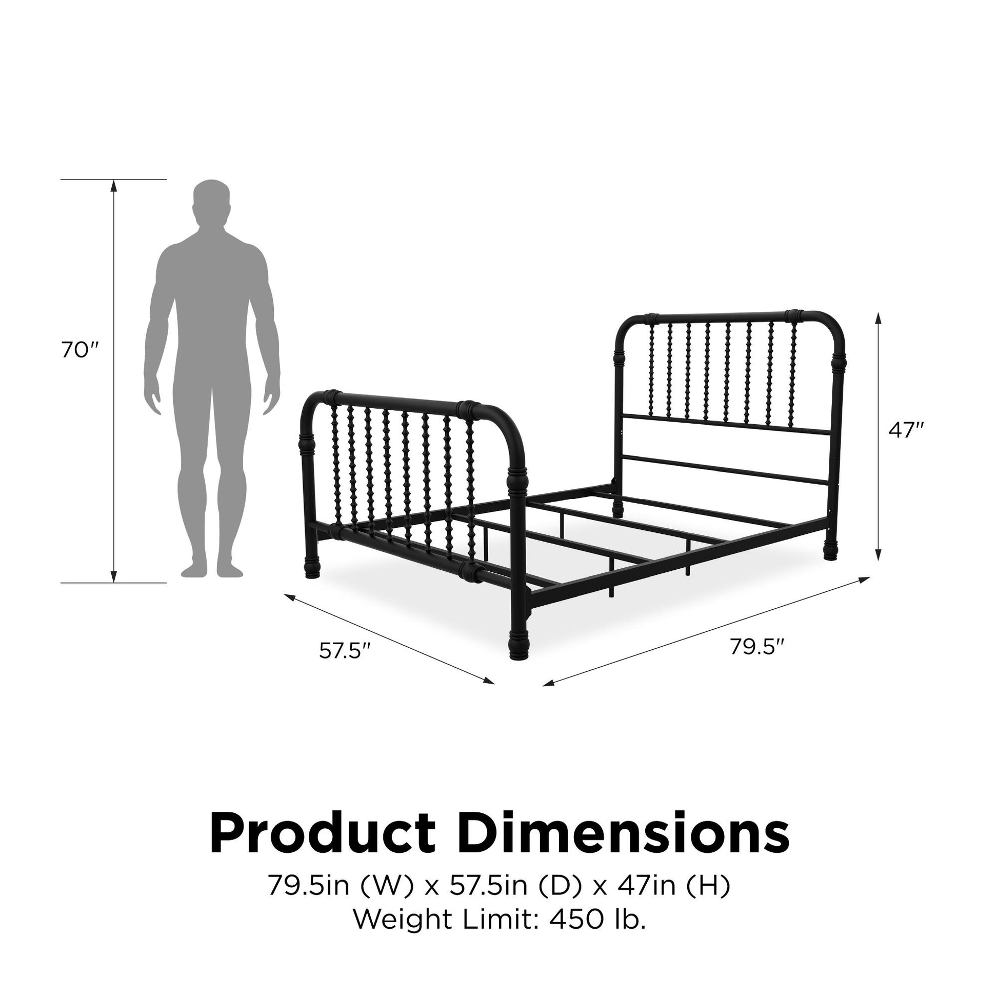 Monarch Hill Wren Metal Bed with Curved Scrollwork Design - Black - Full