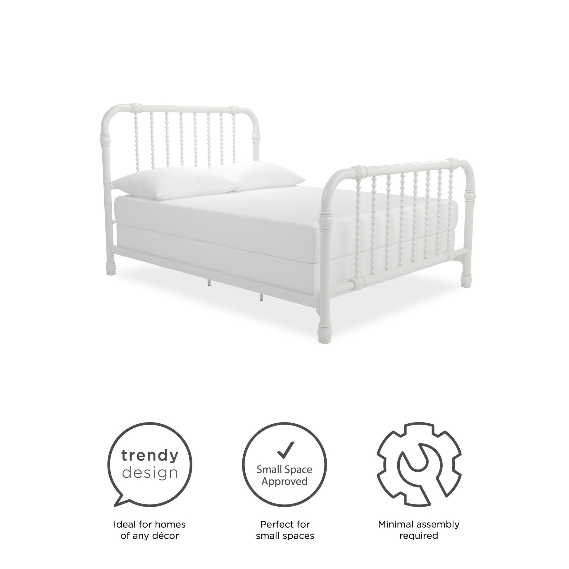 Monarch Hill Wren Metal Bed with Curved Scrollwork Design - White - Full