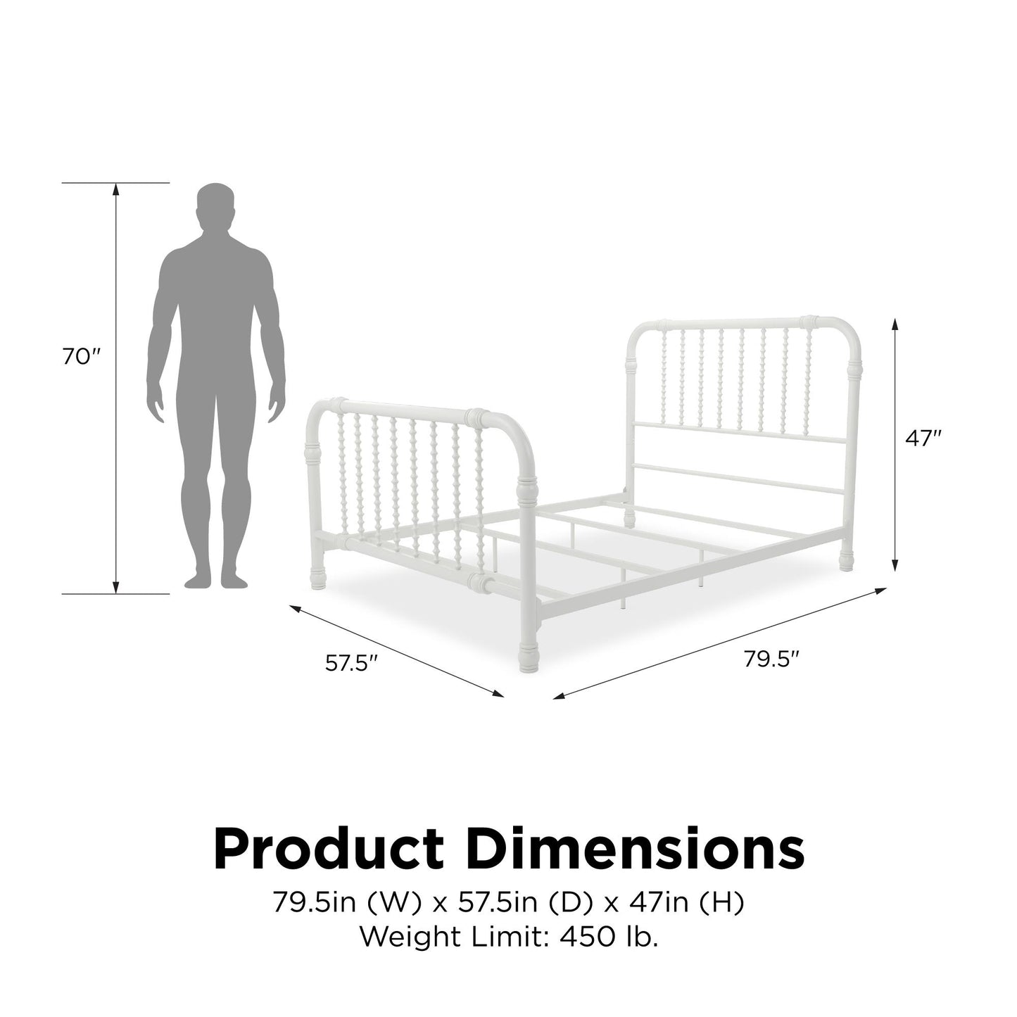 Monarch Hill Wren Metal Bed with Curved Scrollwork Design - White - Full