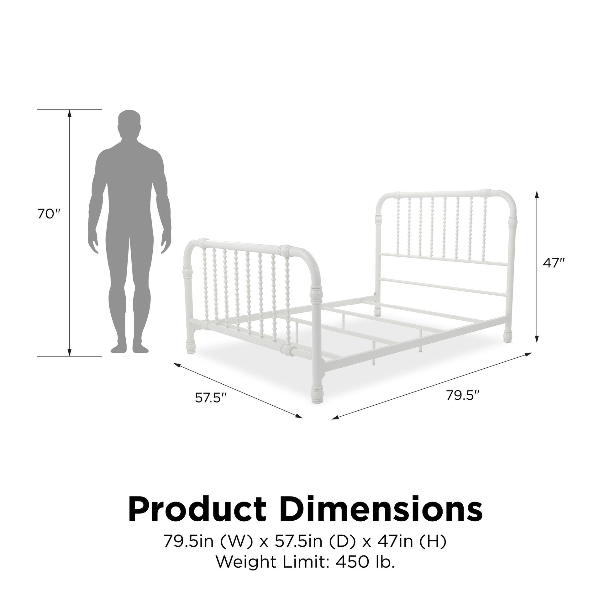 Monarch Hill Wren Metal Bed with Curved Scrollwork Design - White - Full