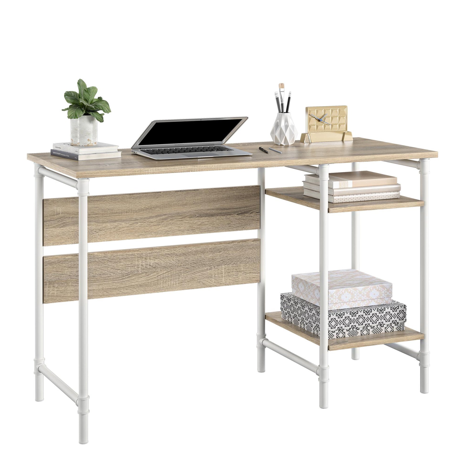 Carter Single Pedestal Desk, Weathered Oak - Weathered Oak