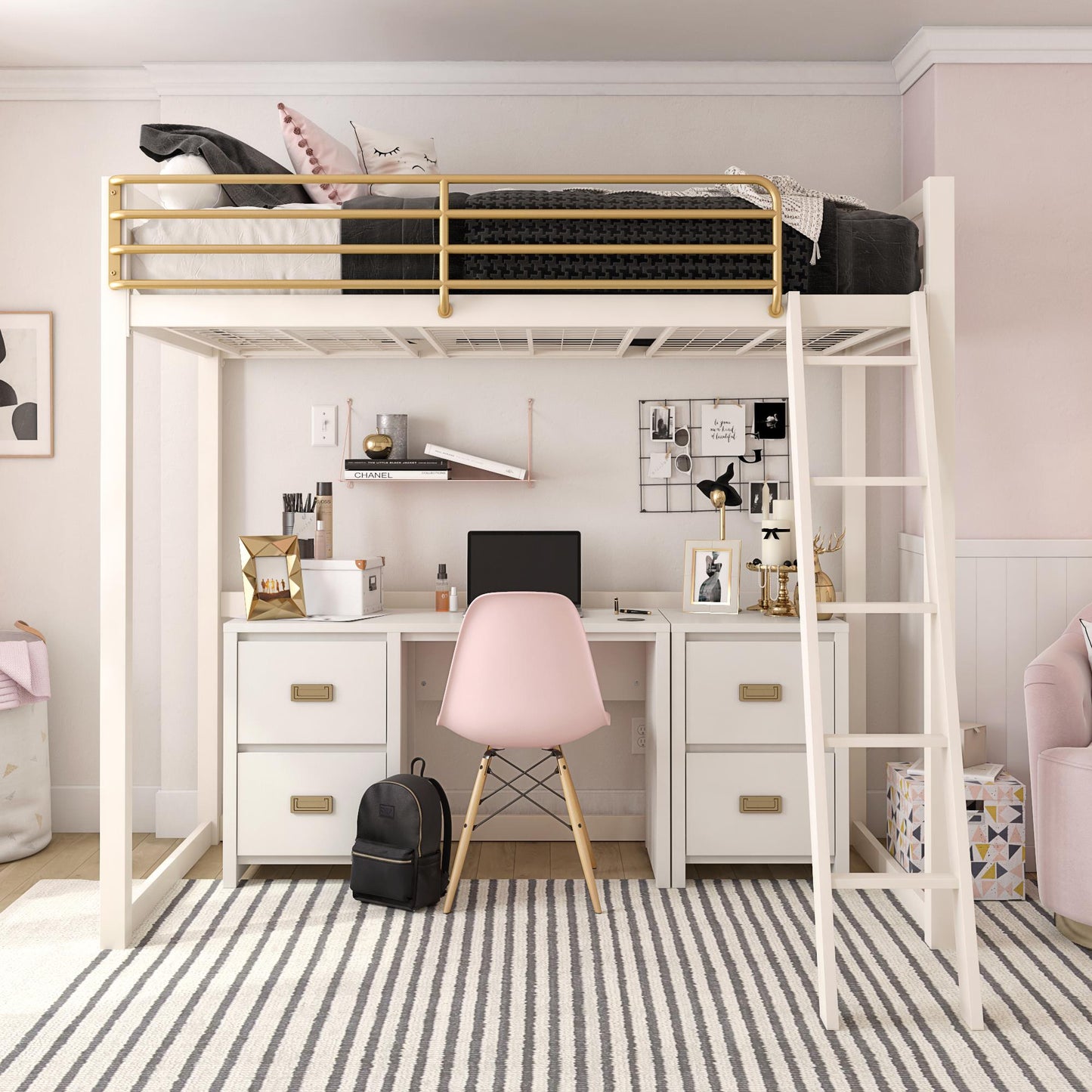 Monarch Hill Haven Kids 2 Drawer Nightstand with Gold Drawer Pulls - White