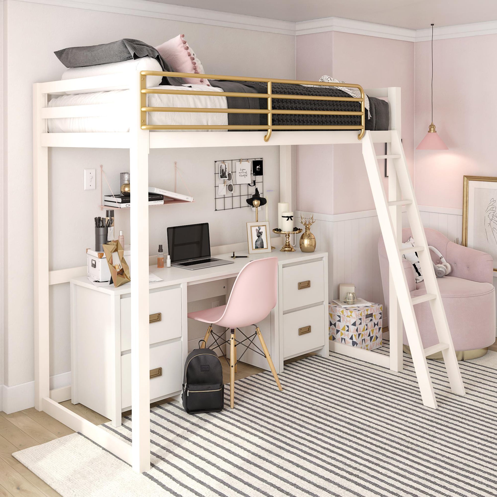 Monarch Hill Haven Kids 2 Drawer Nightstand with Gold Drawer Pulls - White