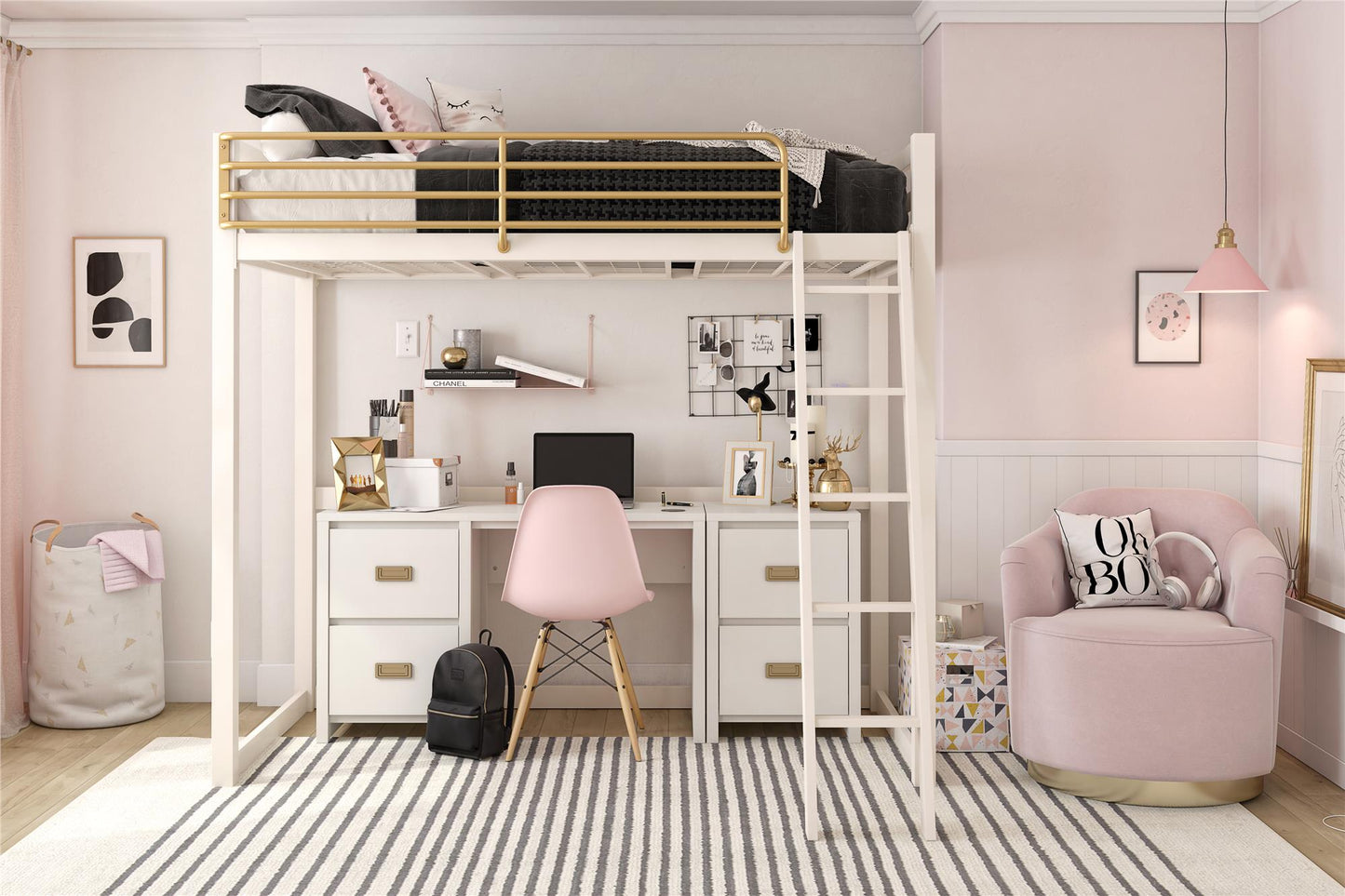 Monarch Hill Haven Kids 2 Drawer Nightstand with Gold Drawer Pulls - White