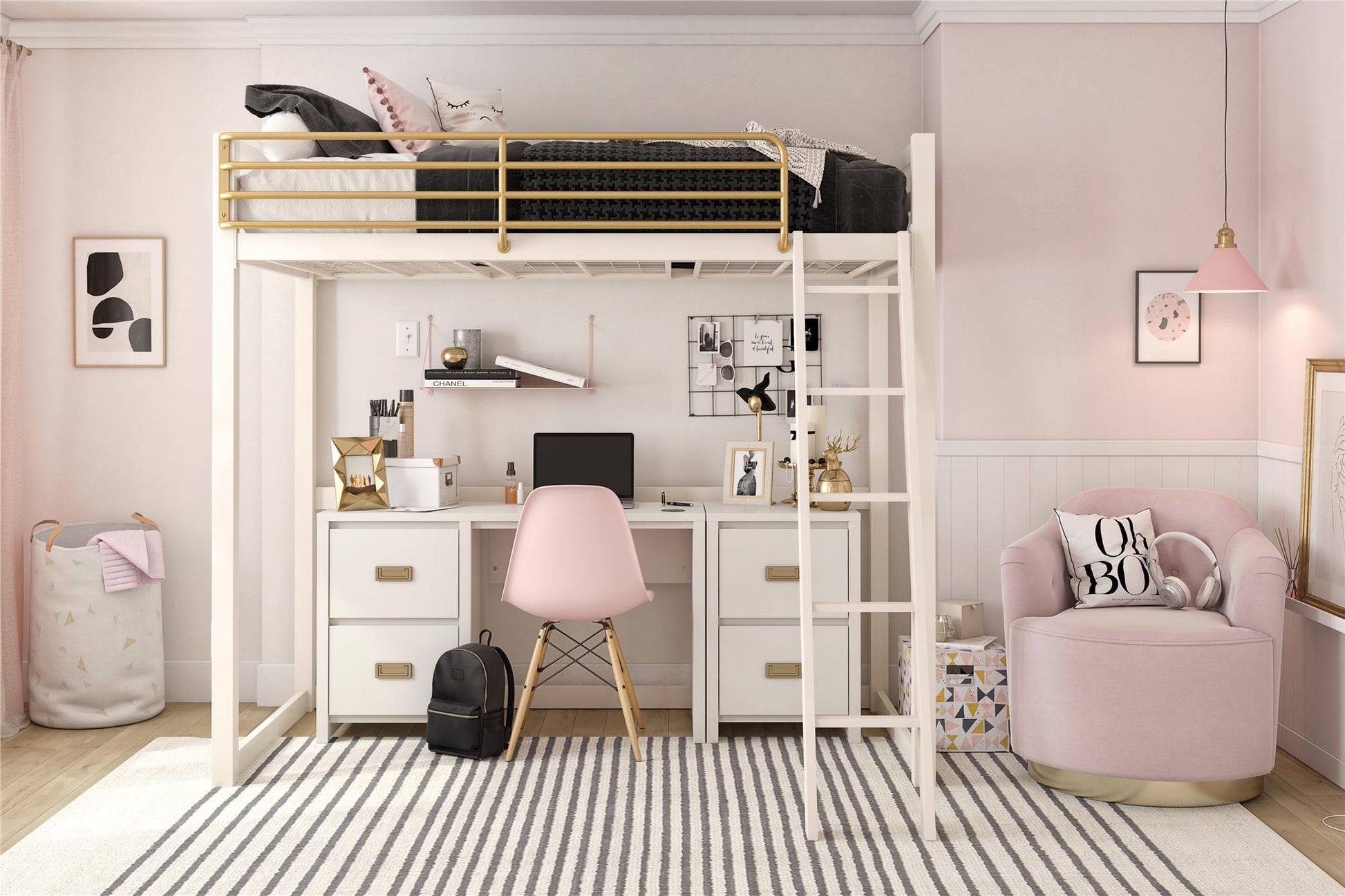 Monarch Hill Haven Kids 2 Drawer Nightstand with Gold Drawer Pulls - White