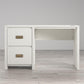 Monarch Hill Haven Single Pedestal Desk with Gold Drawer Pulls - White