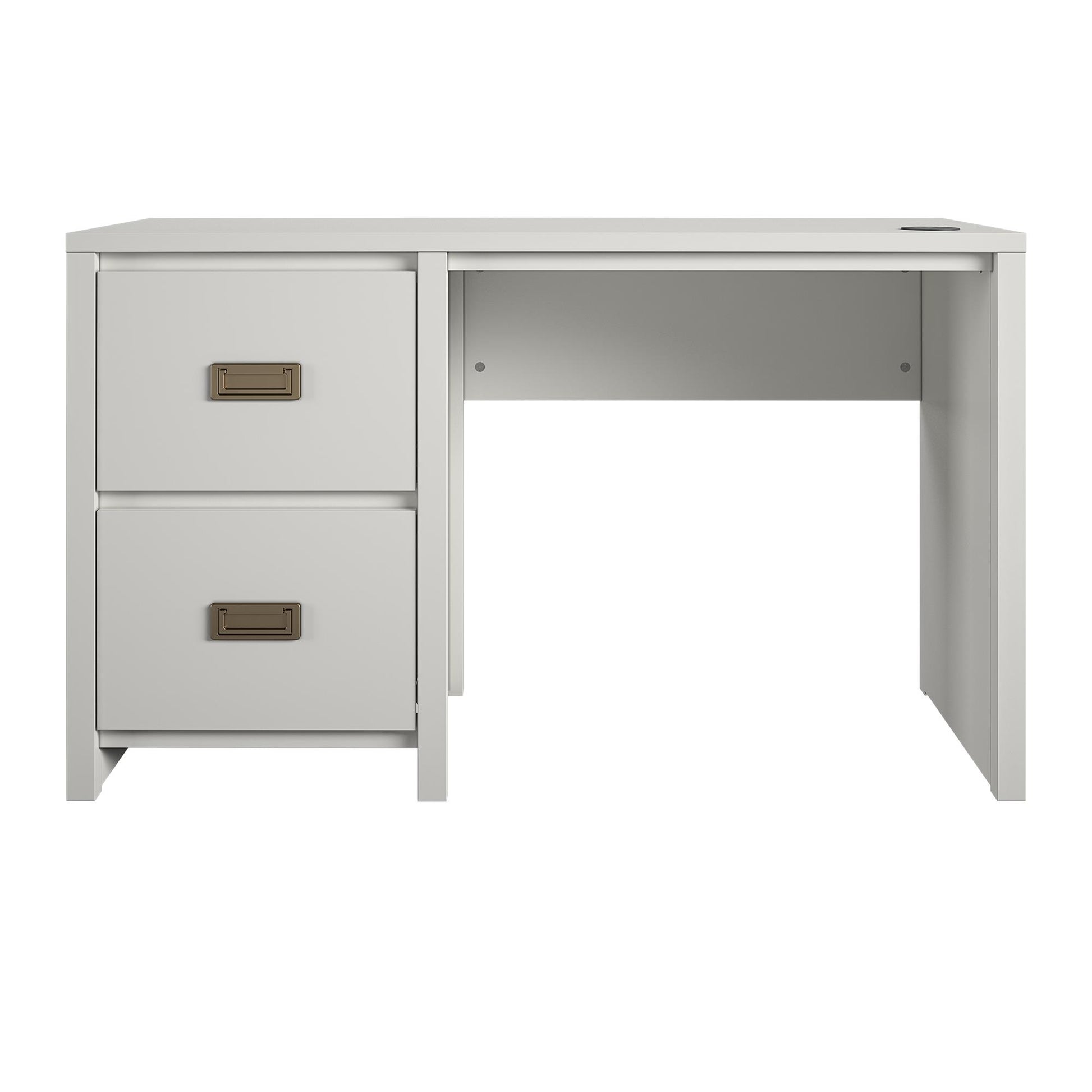 Monarch Hill Haven Single Pedestal Desk with Gold Drawer Pulls - White