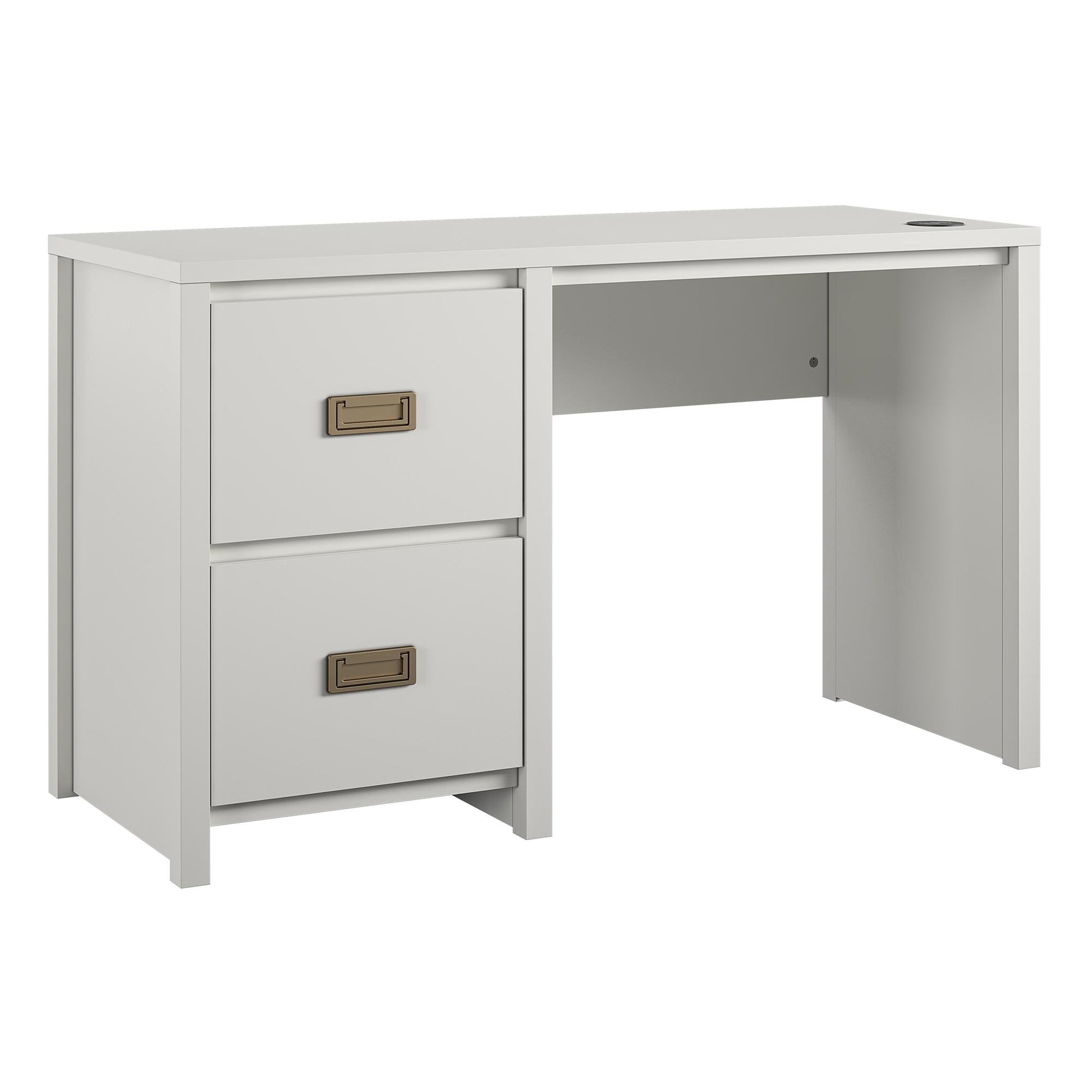 Monarch Hill Haven Single Pedestal Desk with Gold Drawer Pulls - White